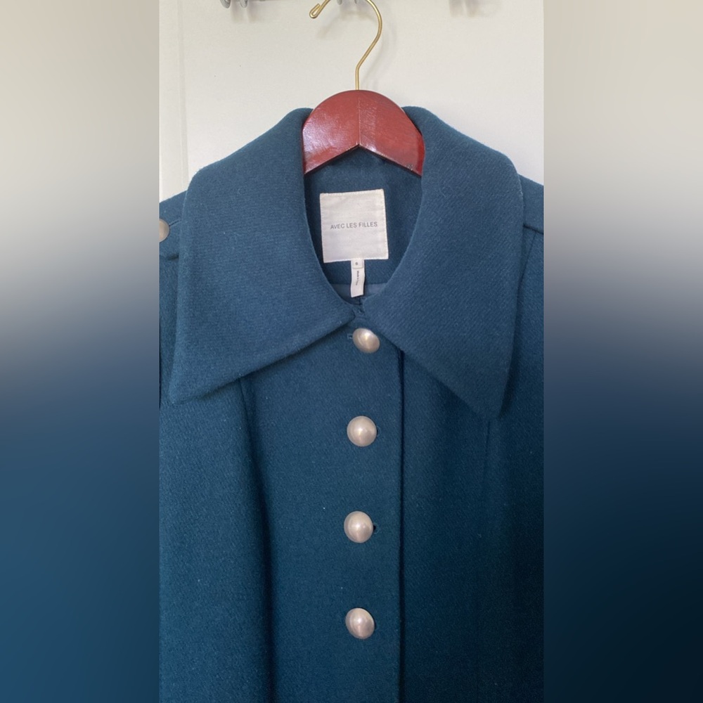 Avec Les Filles Teal wool blend coat